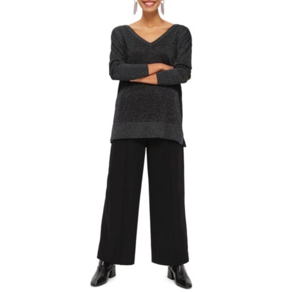 TOPSHOP Cross Back Longline Metallic Sweater - Picture 2 of 6